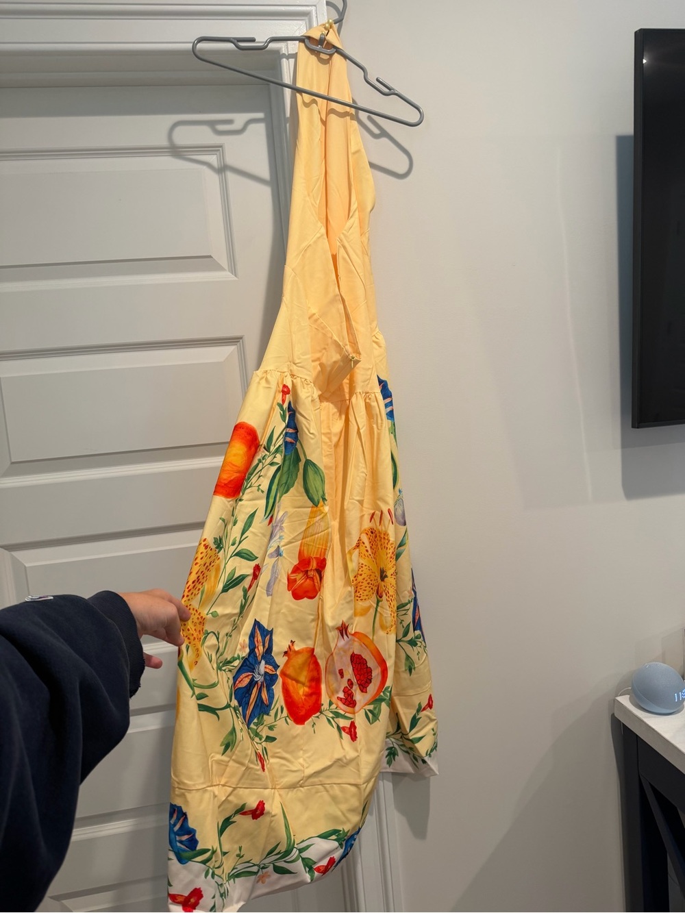 Yellow Halter Maxi Dress with Floral Border Print - Picture 5 of 5
